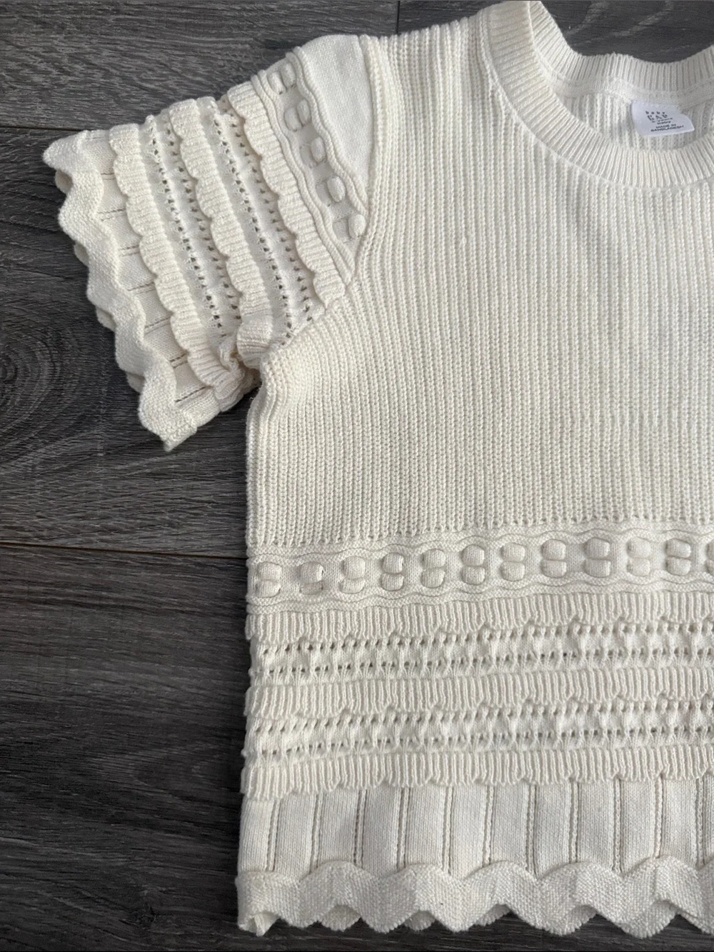 GAP Cream Knit Short-Sleeve Textured Top